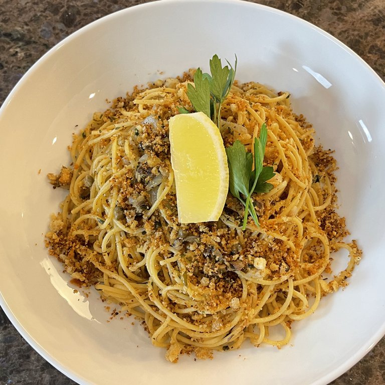 Dr. Will Li Longevity Pasta With Breadcrumbs, Capers, Sardines + Lemon